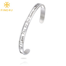 Couple Jewelry Plating Logo Words Custom Gold Stainless Steel Cuff Bracelet